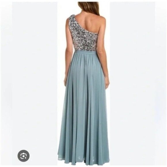 Sachin & Babi Size 0 Jolie Gown Silver Steel Blue Cocktail Prom Formal Gown $995 - Picture 2 of 15